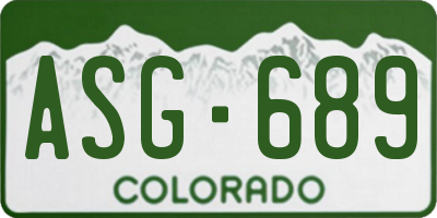 CO license plate ASG689