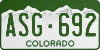 CO license plate ASG692