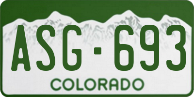 CO license plate ASG693