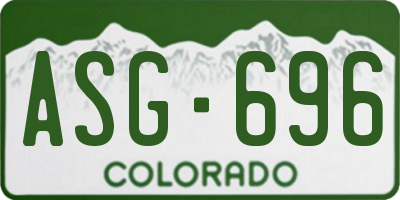 CO license plate ASG696