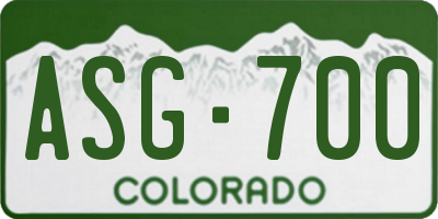 CO license plate ASG700