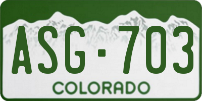 CO license plate ASG703