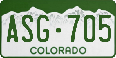 CO license plate ASG705