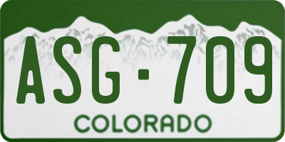 CO license plate ASG709
