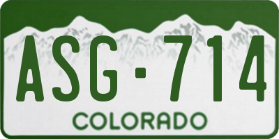 CO license plate ASG714