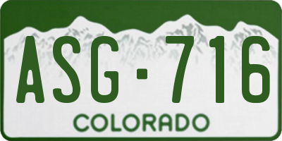 CO license plate ASG716