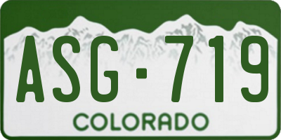 CO license plate ASG719