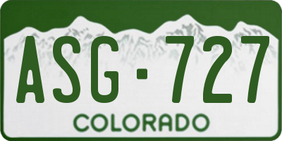 CO license plate ASG727