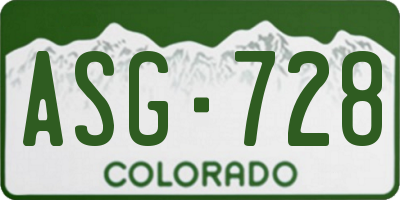 CO license plate ASG728