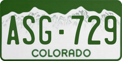 CO license plate ASG729