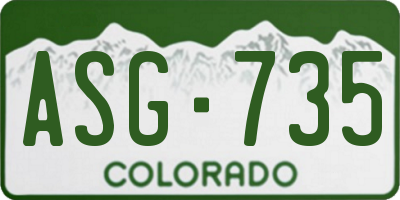 CO license plate ASG735