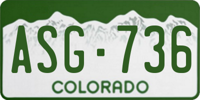 CO license plate ASG736