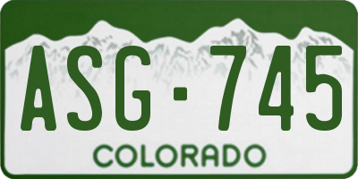 CO license plate ASG745