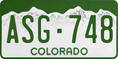 CO license plate ASG748
