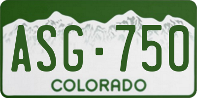 CO license plate ASG750