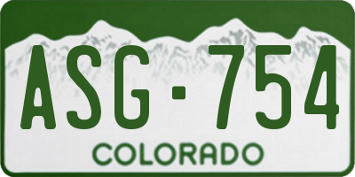 CO license plate ASG754