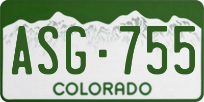 CO license plate ASG755