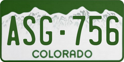 CO license plate ASG756