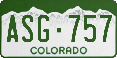 CO license plate ASG757