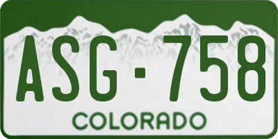 CO license plate ASG758