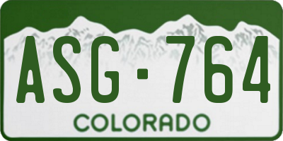 CO license plate ASG764