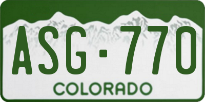 CO license plate ASG770