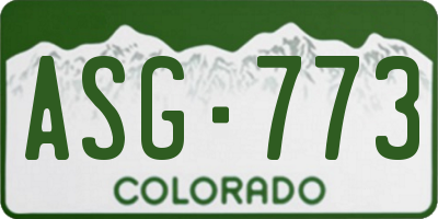 CO license plate ASG773