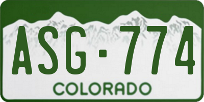 CO license plate ASG774