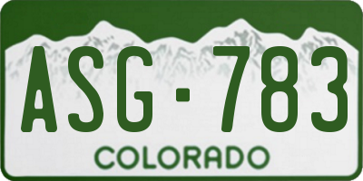 CO license plate ASG783