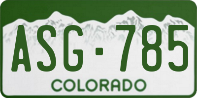 CO license plate ASG785