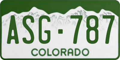CO license plate ASG787