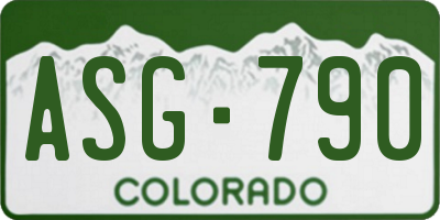 CO license plate ASG790