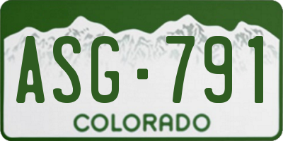 CO license plate ASG791