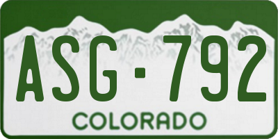 CO license plate ASG792