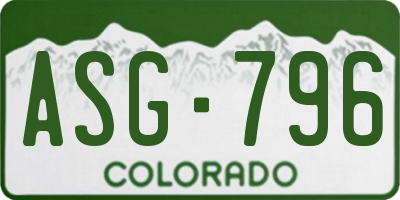 CO license plate ASG796