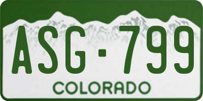 CO license plate ASG799