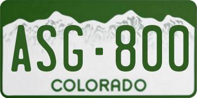 CO license plate ASG800