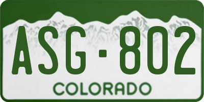 CO license plate ASG802