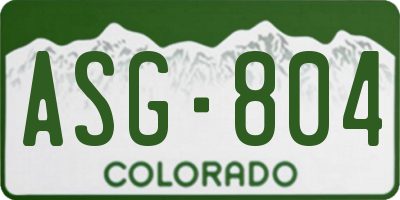 CO license plate ASG804