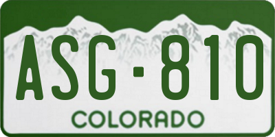 CO license plate ASG810