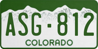 CO license plate ASG812