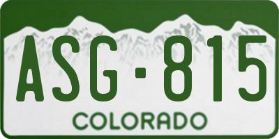CO license plate ASG815