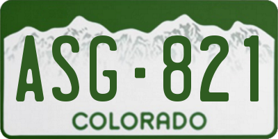 CO license plate ASG821