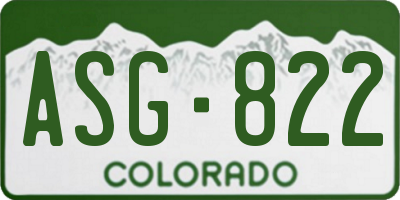 CO license plate ASG822