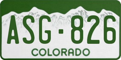 CO license plate ASG826