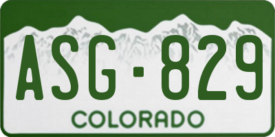 CO license plate ASG829