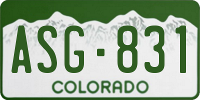 CO license plate ASG831