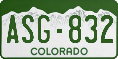 CO license plate ASG832
