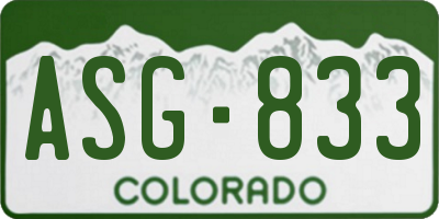 CO license plate ASG833