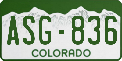 CO license plate ASG836